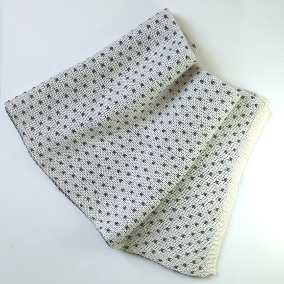 Aerie Classic Chunky Polka Dot Jacquard Knit Wool Blend Scarf Ivory Gray OS - Picture 7 of 8
